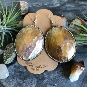 Handmade Shell Rhinestone Earrings